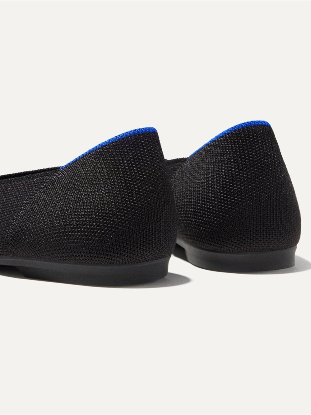 Rothy's Black Pointed-Toe Knit Flats with Blue Accent - Picture 5 of 8